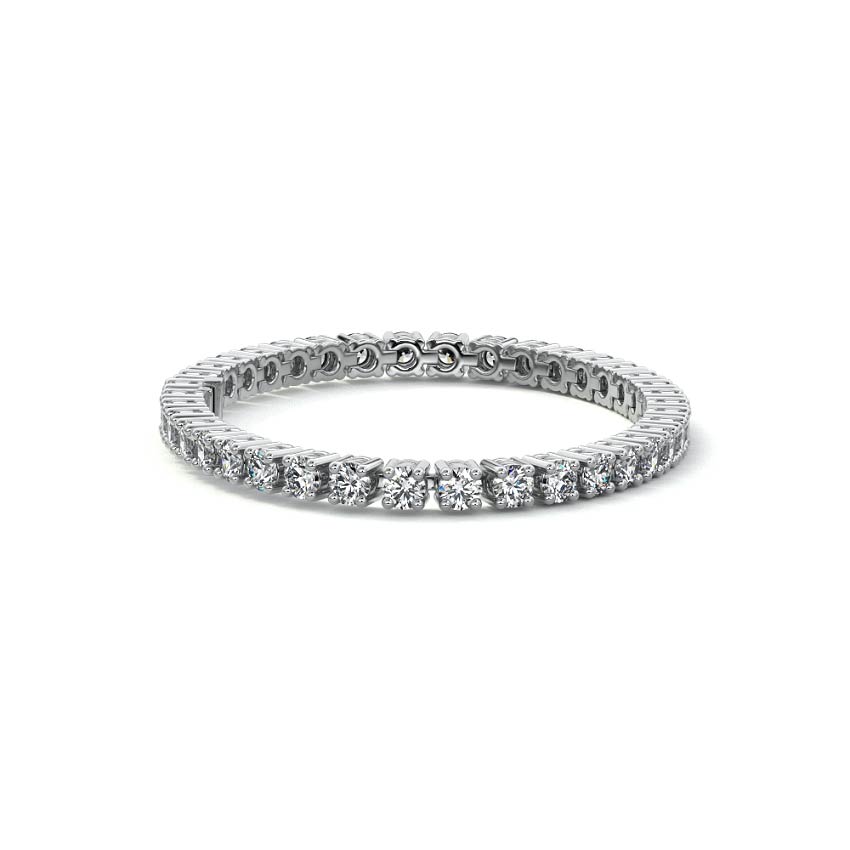 Silver Basket Set Round Diamond Tennis Bracelet