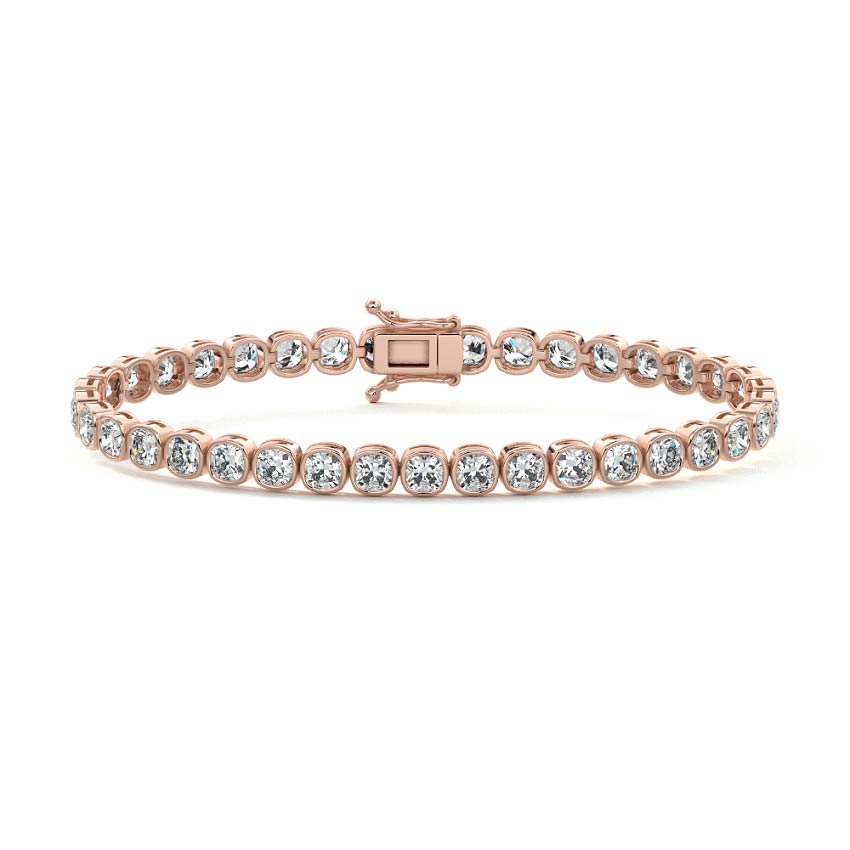Rose gold Bezel Cushion Diamond Tennis Bracelet