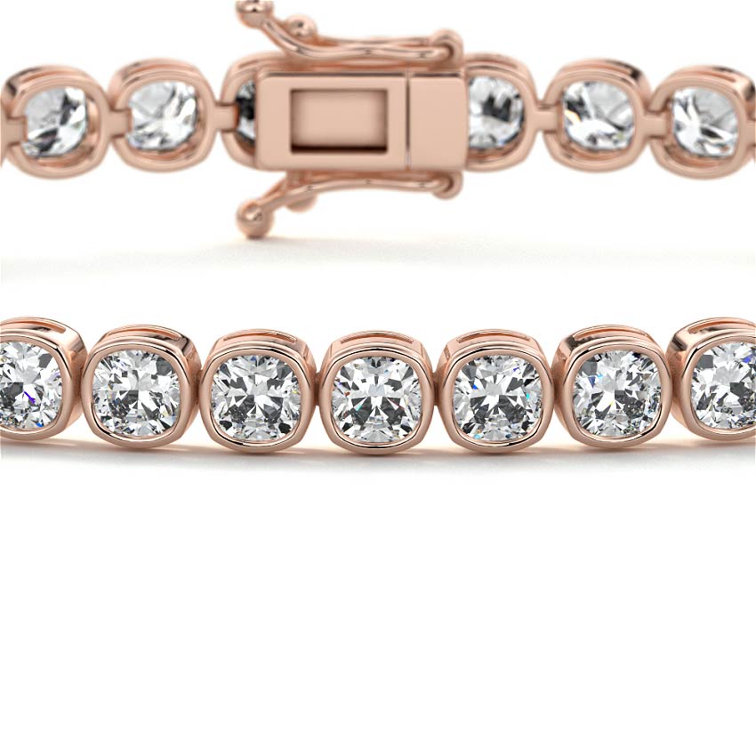 Rose gold Bezel Cushion Diamond Tennis Bracelet