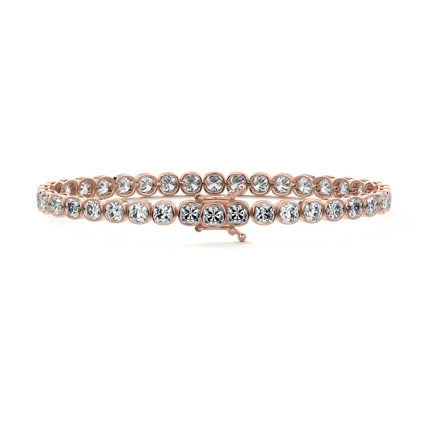 Rose gold Bezel Cushion Diamond Tennis Bracelet