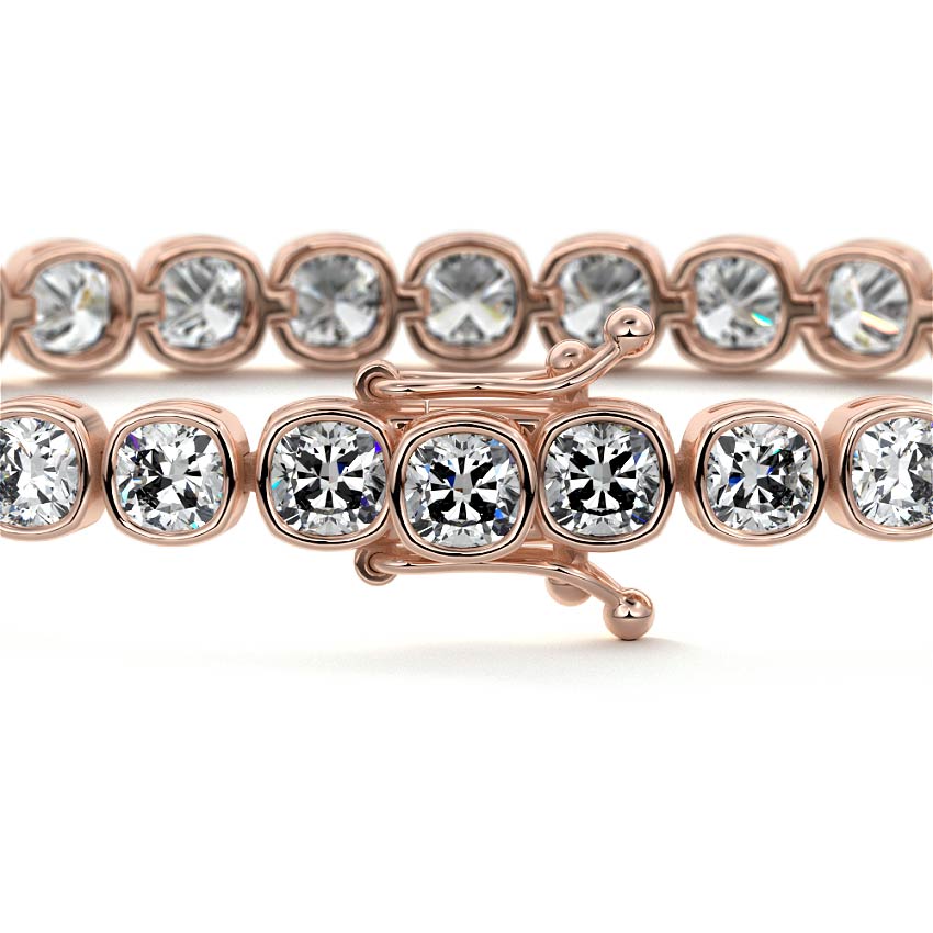 Rose gold Bezel Cushion Diamond Tennis Bracelet
