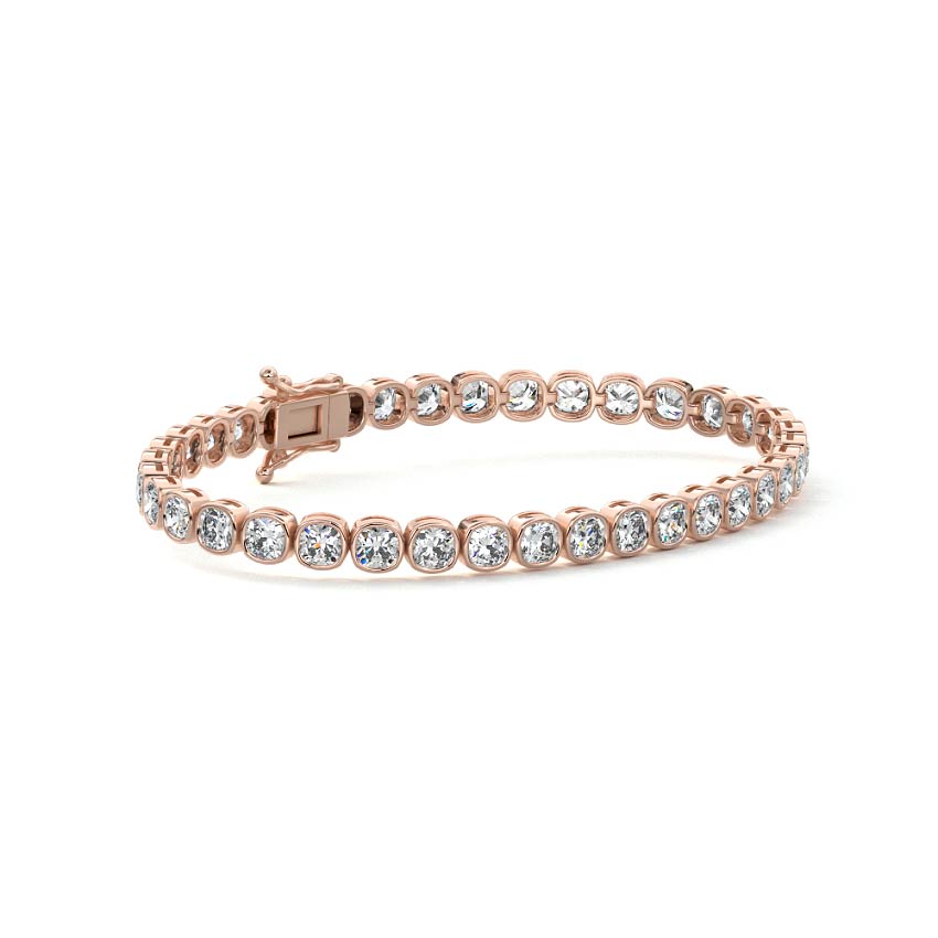 Rose gold Bezel Cushion Diamond Tennis Bracelet