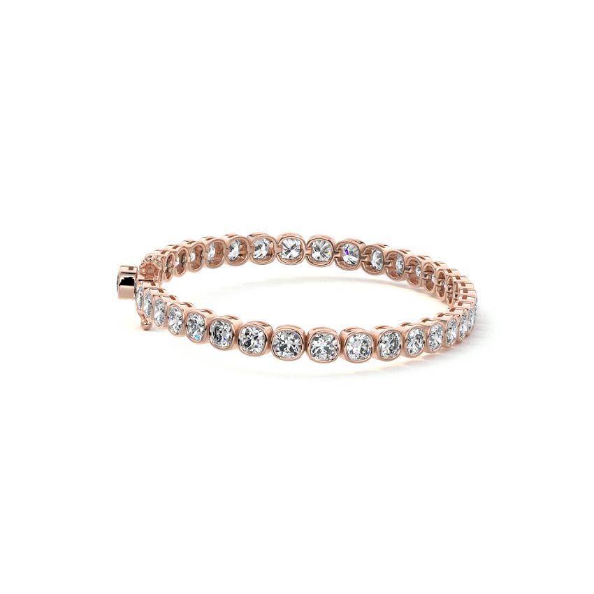 Rose gold Bezel Cushion Diamond Tennis Bracelet