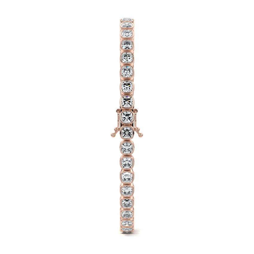 Rose gold Bezel Cushion Diamond Tennis Bracelet