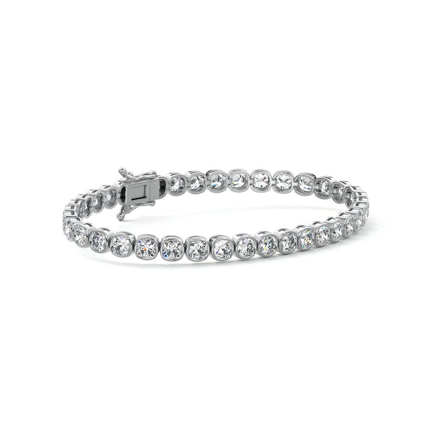 Platinum Bezel Cushion Diamond Tennis Bracelet