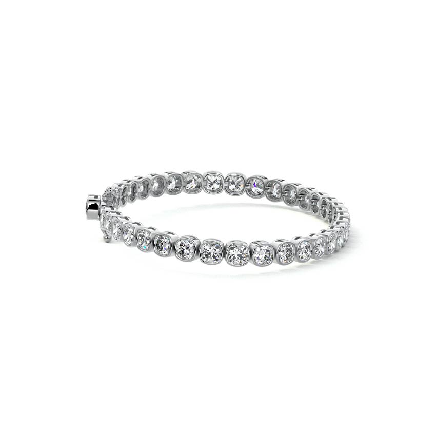 Platinum Bezel Cushion Diamond Tennis Bracelet