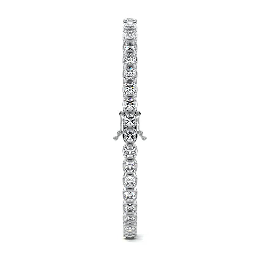 Platinum Bezel Cushion Diamond Tennis Bracelet