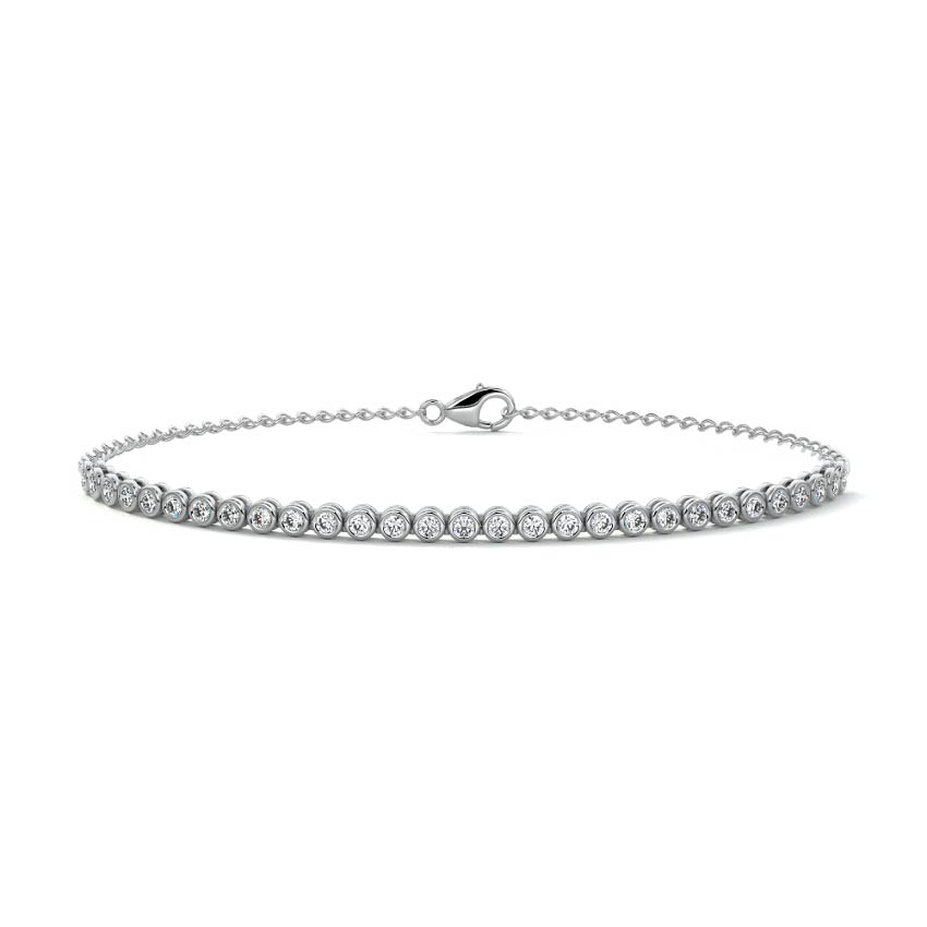Platinum Bezel Set Diamond Chain Bracelet