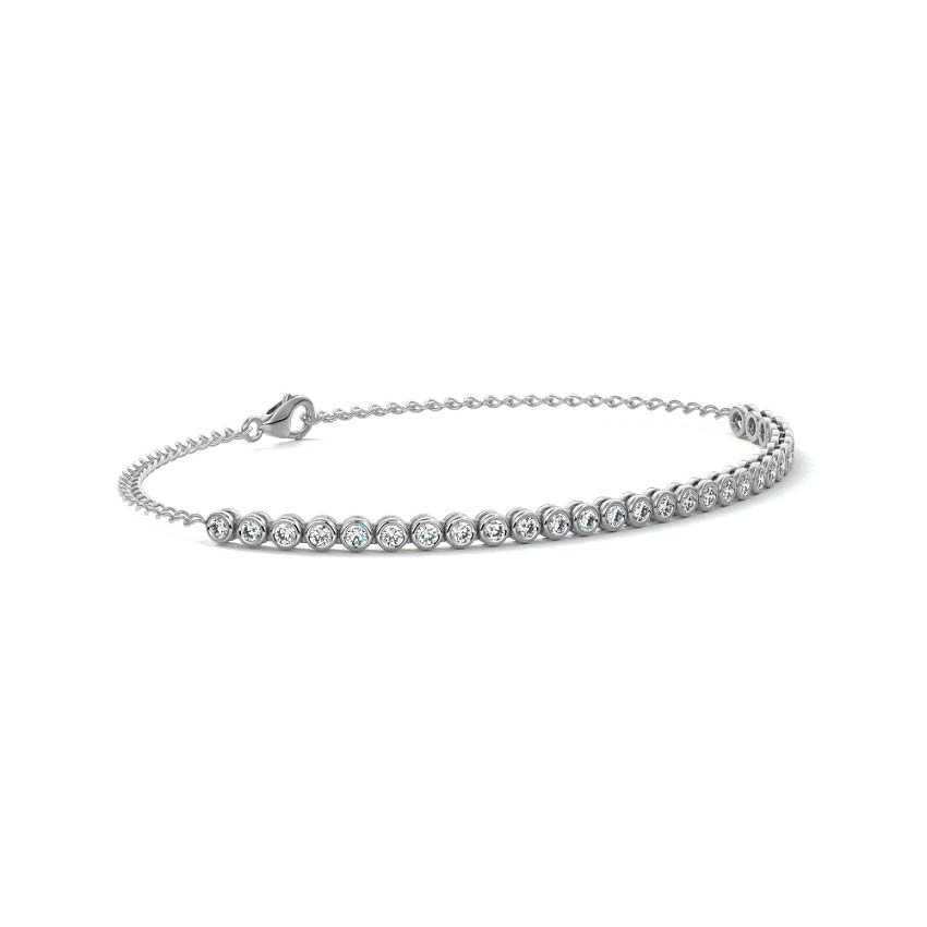 Platinum Bezel Set Diamond Chain Bracelet