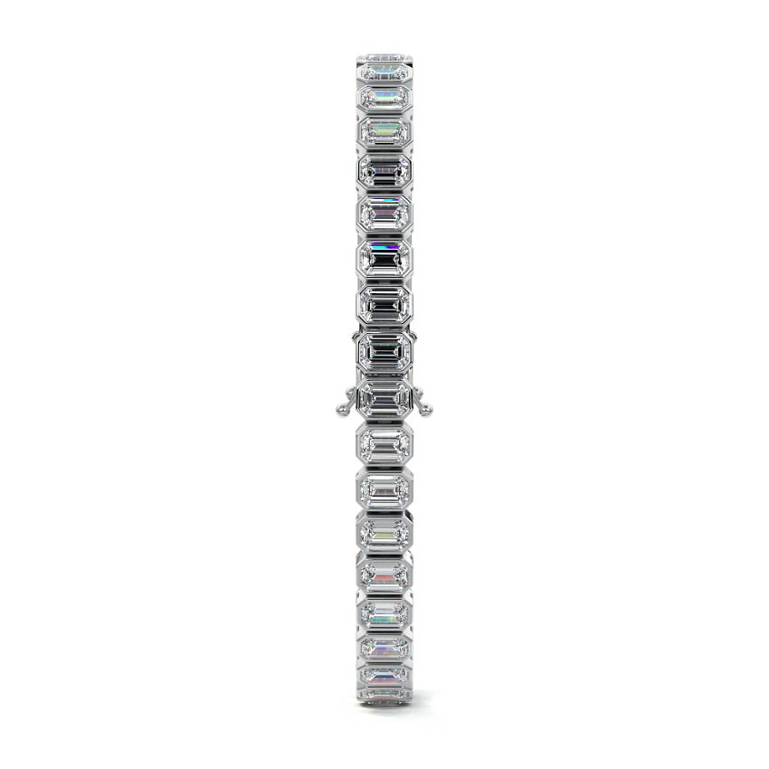 Silver Emerald Cut Diamond Bezel Tennis Bracelet