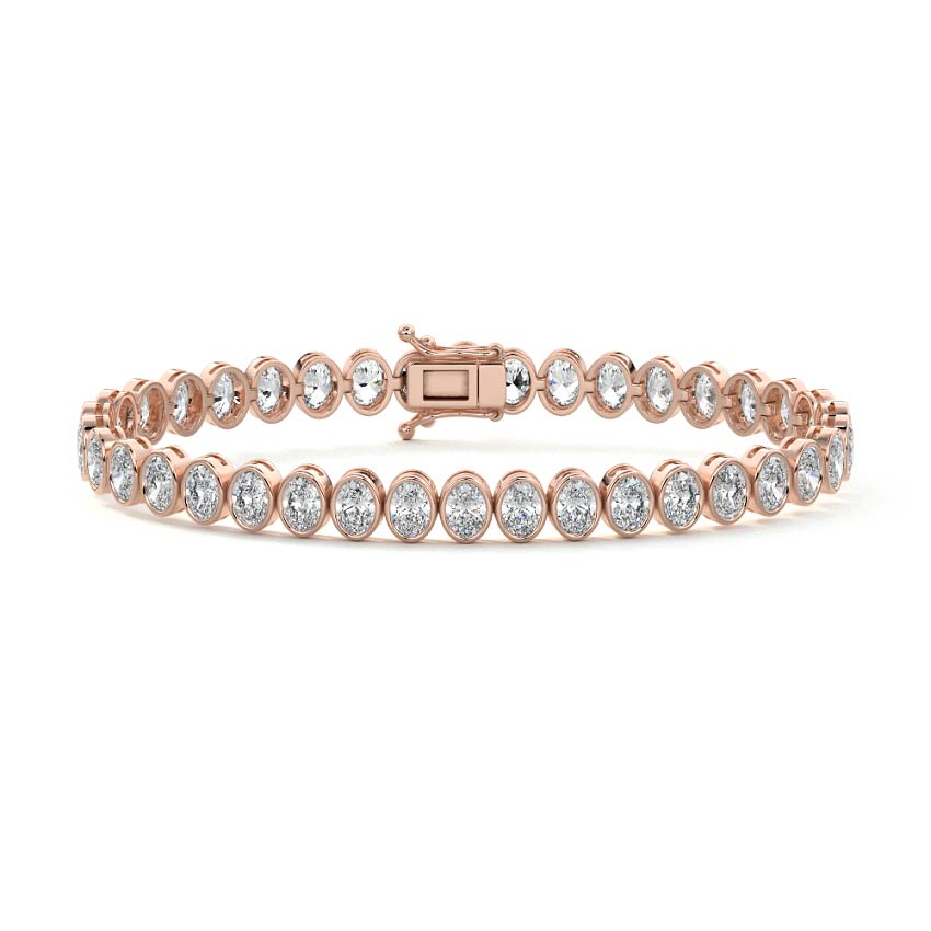 Rose gold Oval Diamond Bezel Tennis Bracelet