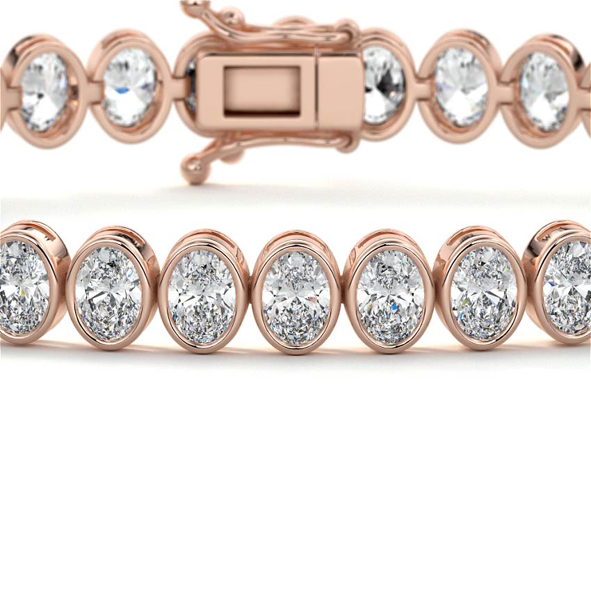 Rose gold Oval Diamond Bezel Tennis Bracelet