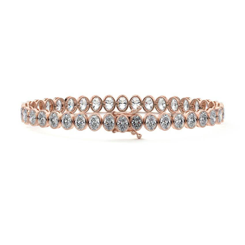 Rose gold Oval Diamond Bezel Tennis Bracelet