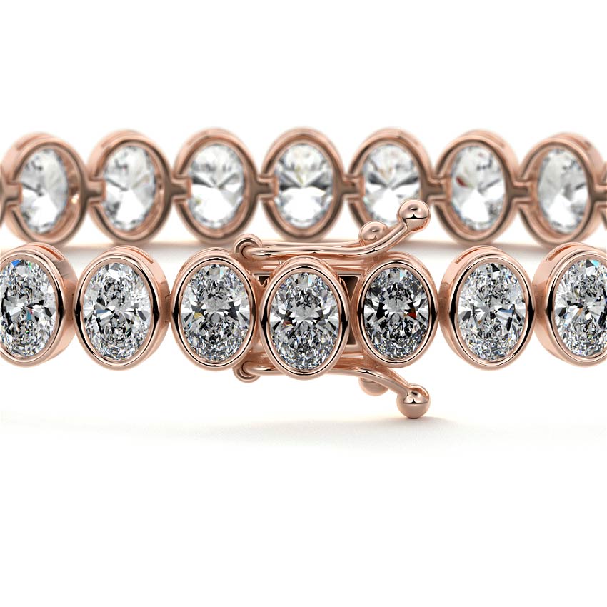 Rose gold Oval Diamond Bezel Tennis Bracelet