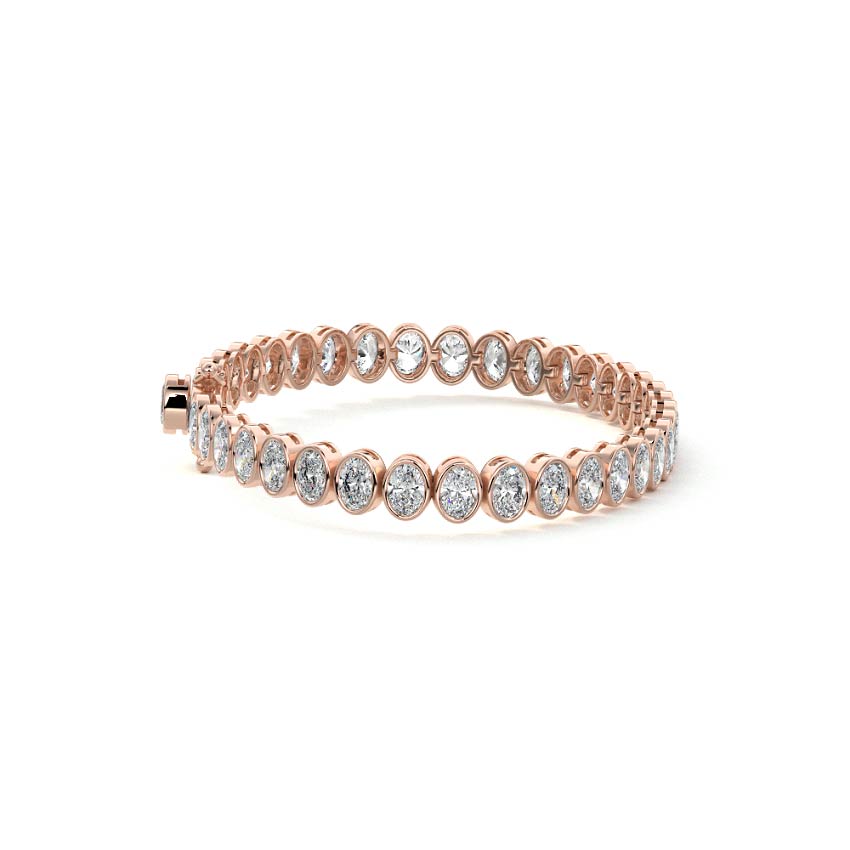 Rose gold Oval Diamond Bezel Tennis Bracelet