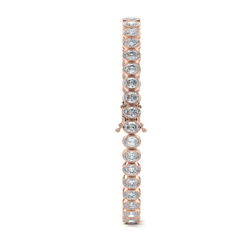 Rose gold Oval Diamond Bezel Tennis Bracelet