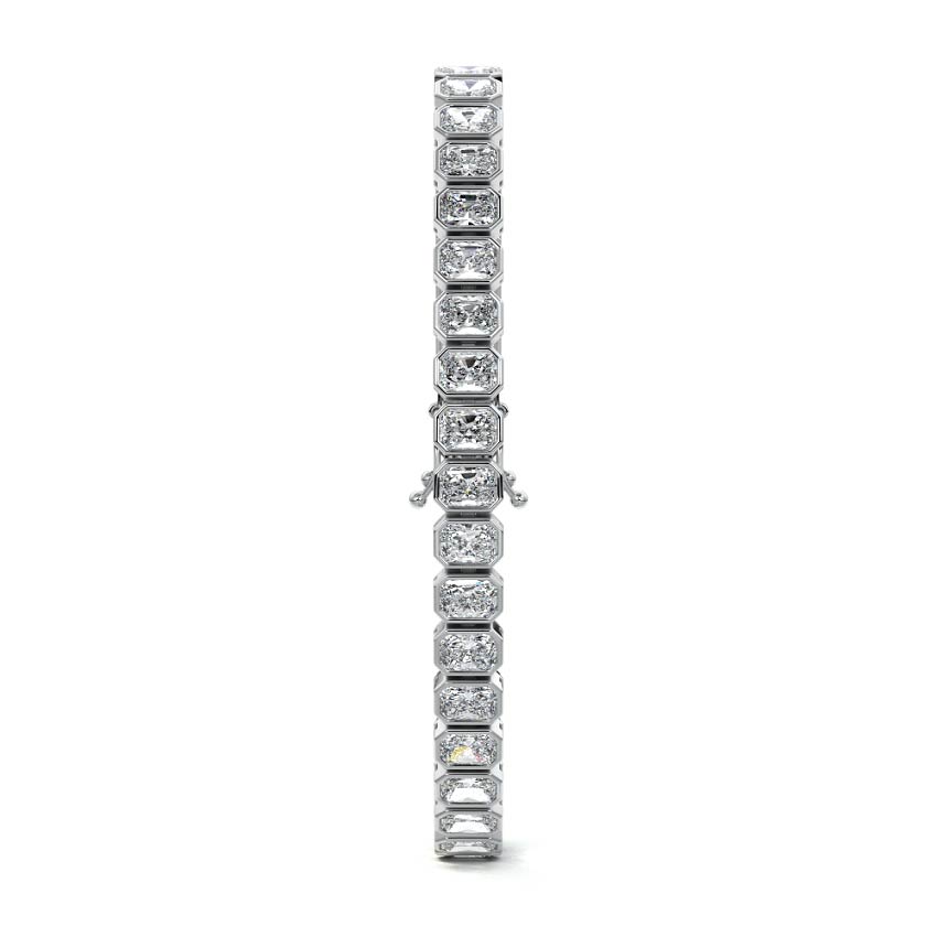 White gold Radiant Cut Diamond Bezel Tennis Bracelet