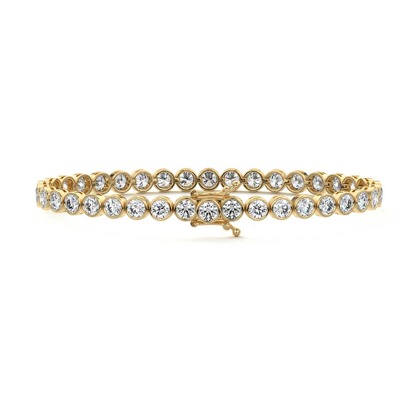 Yellow gold Round Diamond Bezel Tennis Bracelet