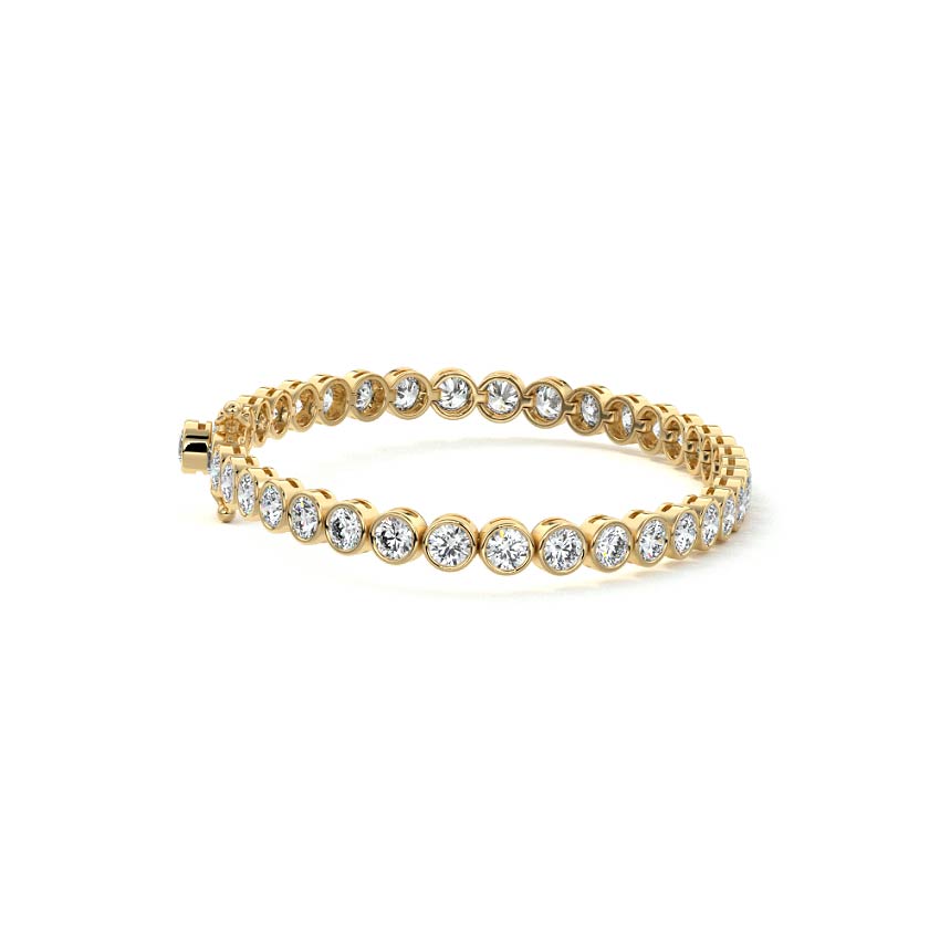 Yellow gold Round Diamond Bezel Tennis Bracelet
