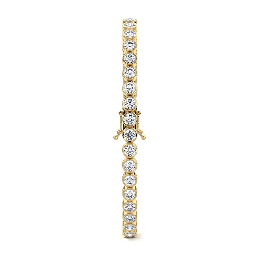 Yellow gold Round Diamond Bezel Tennis Bracelet