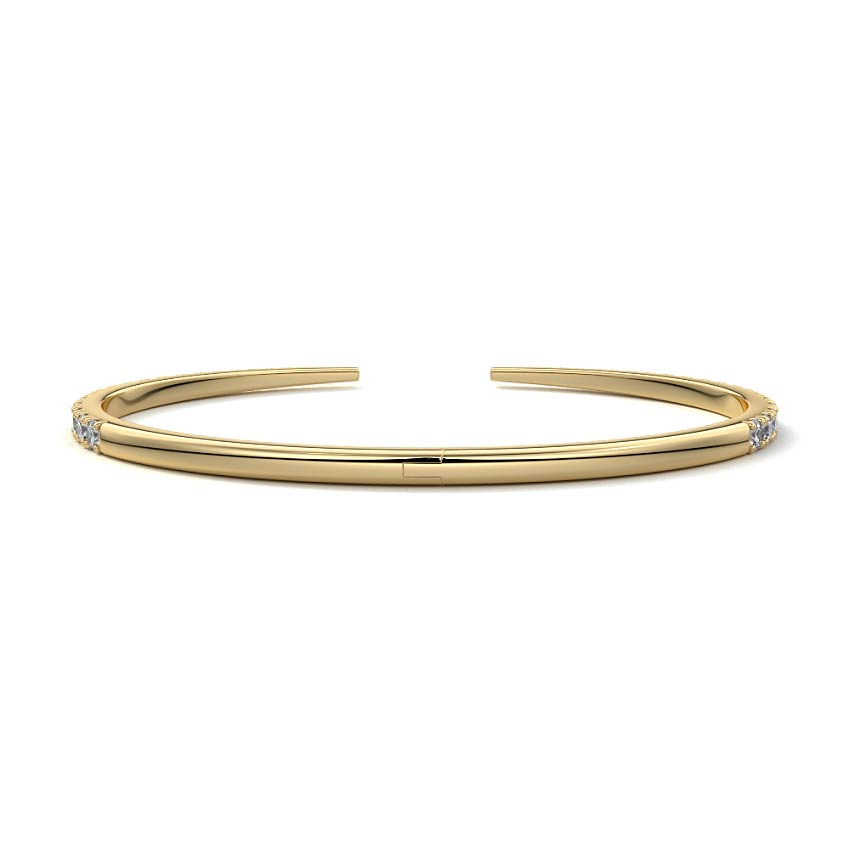 Yellow gold Diamond Pavé Open Cuff Bangle