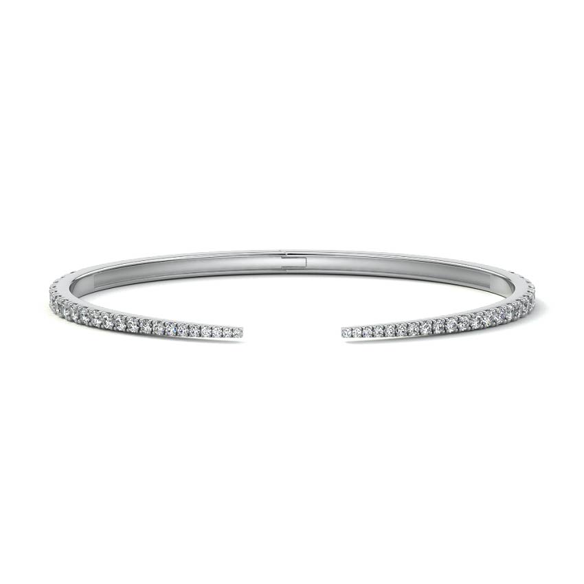 Silver Diamond Pavé Open Cuff Bangle