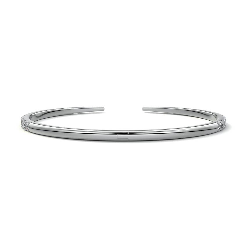 Silver Diamond Pavé Open Cuff Bangle