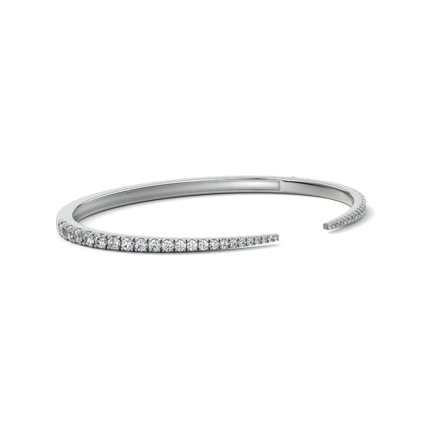 Silver Diamond Pavé Open Cuff Bangle