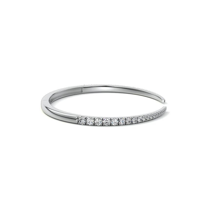 Silver Diamond Pavé Open Cuff Bangle
