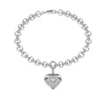White gold Diamond Heart Charm Chain Bracelet