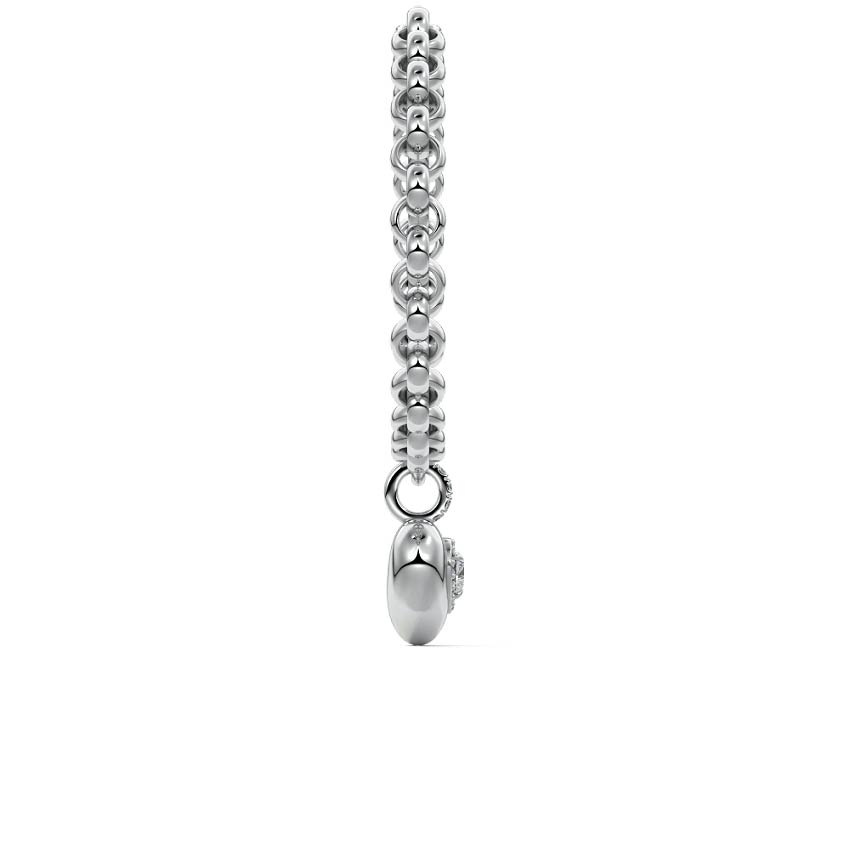 White gold Diamond Heart Charm Chain Bracelet