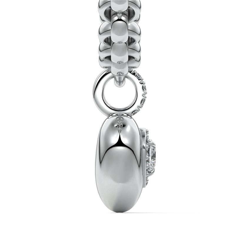White gold Diamond Heart Charm Chain Bracelet