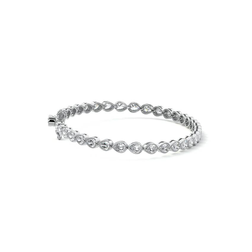 Silver East-West Pear Shape Diamond Bezel Tennis Bracelet