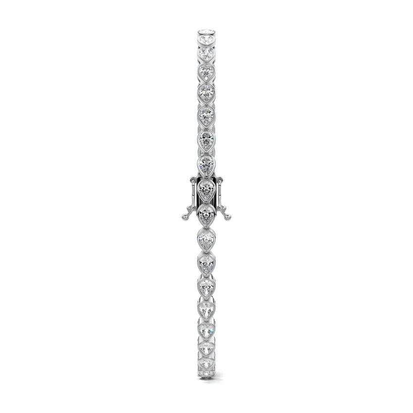 Silver East-West Pear Shape Diamond Bezel Tennis Bracelet
