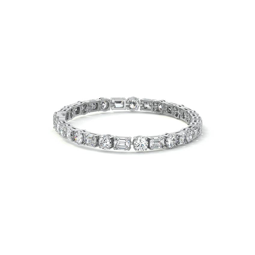 Platinum Emerald and Round Diamond Tennis Bracelet