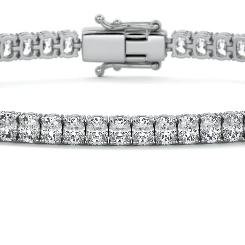 Silver Cushion Cut Diamond Four-Prong Tennis Bracelet
