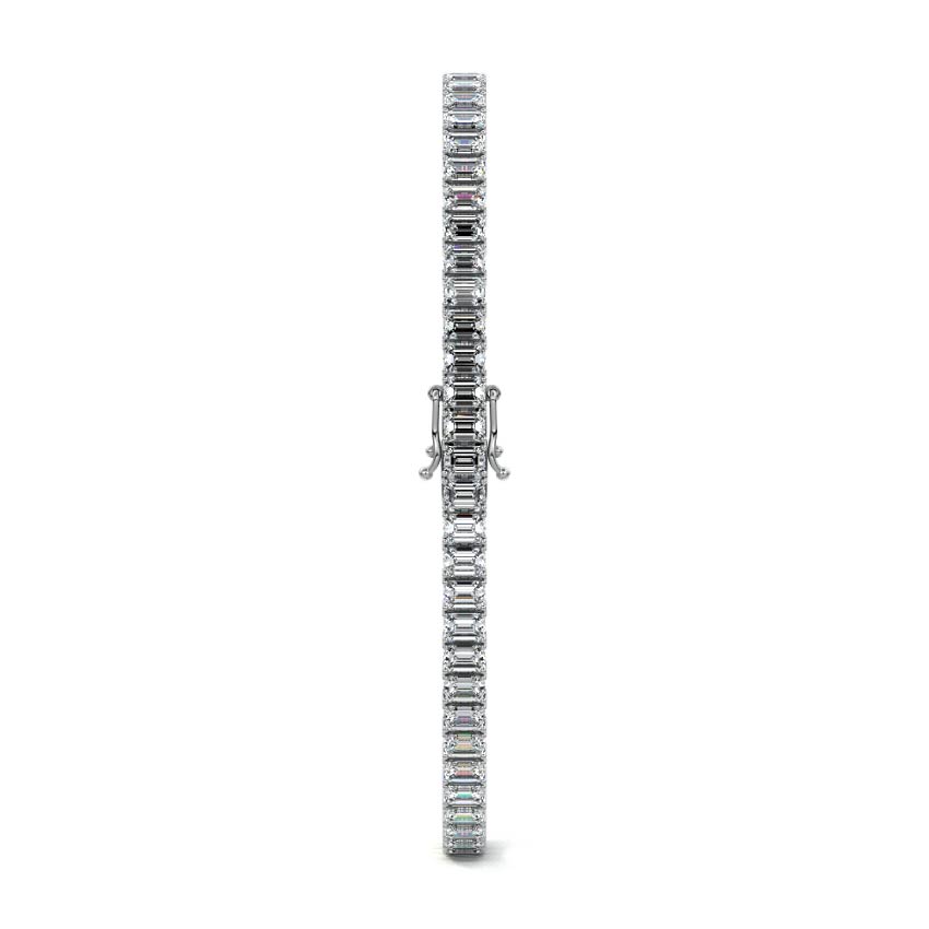 Silver Emerald Cut Diamond Four-Prong Tennis Bracelet
