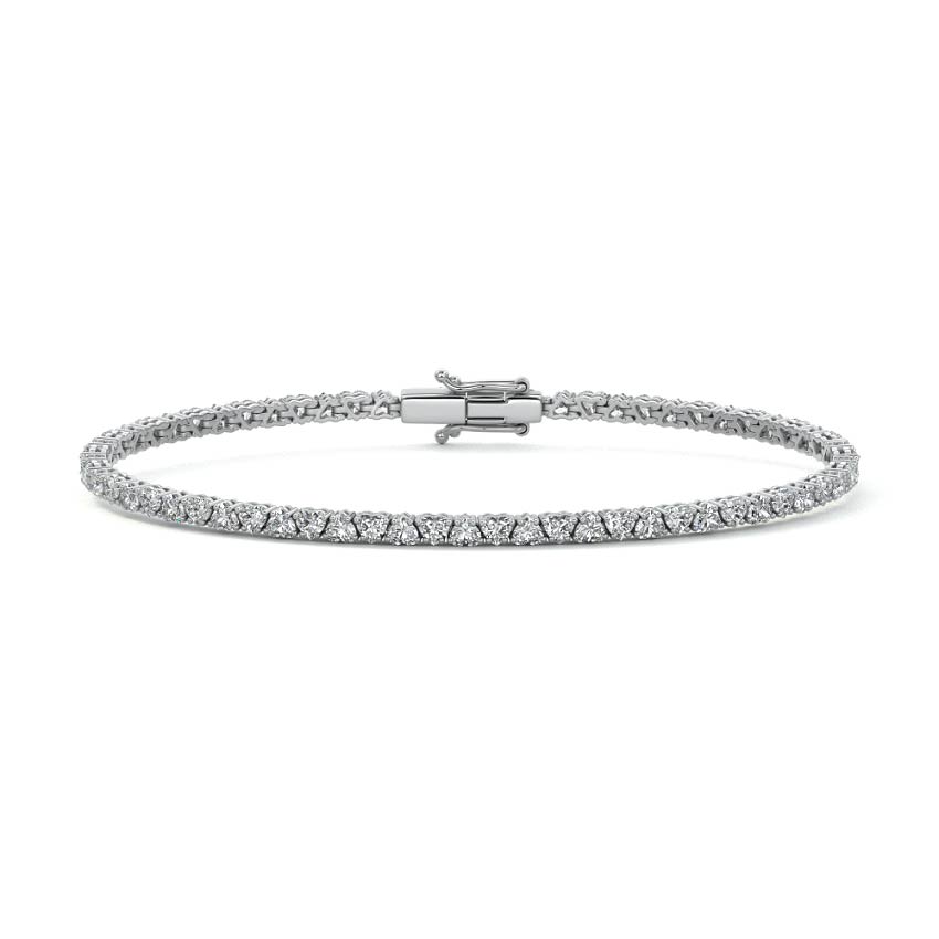 Silver Heart Shape Diamond Four-Prong Tennis Bracelet