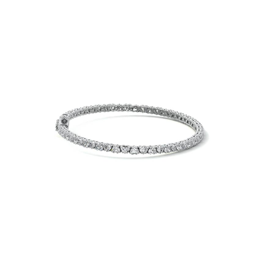 Silver Heart Shape Diamond Four-Prong Tennis Bracelet