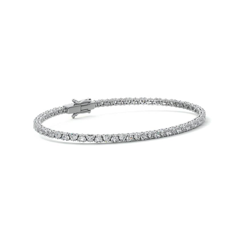 Platinum Heart Shape Diamond Four-Prong Tennis Bracelet