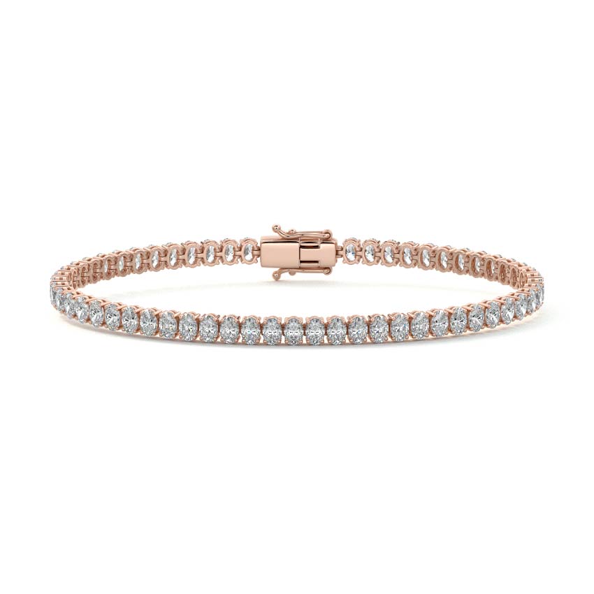 Rose gold Oval Shape Diamond Four-Prong Tennis Bracelet