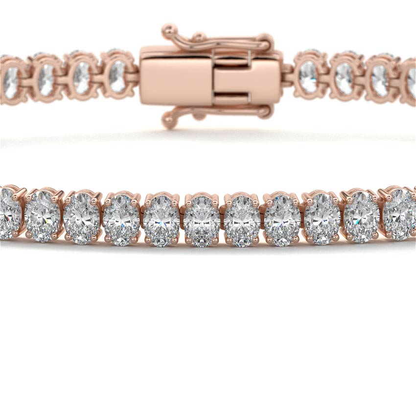 Rose gold Oval Shape Diamond Four-Prong Tennis Bracelet