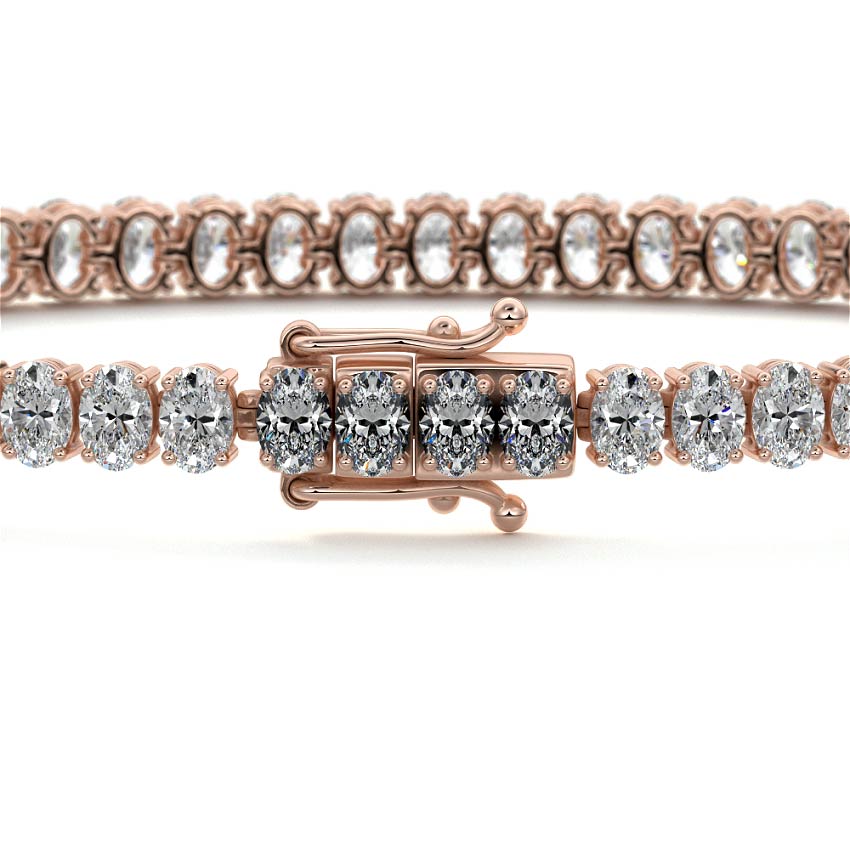 Rose gold Oval Shape Diamond Four-Prong Tennis Bracelet