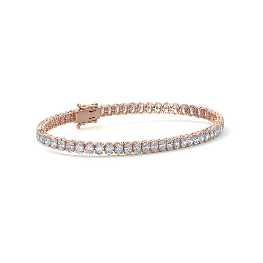 Rose gold Oval Shape Diamond Four-Prong Tennis Bracelet