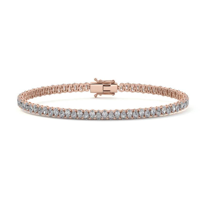 Rose gold Pear Shape Diamond Four-Prong Tennis Bracelet