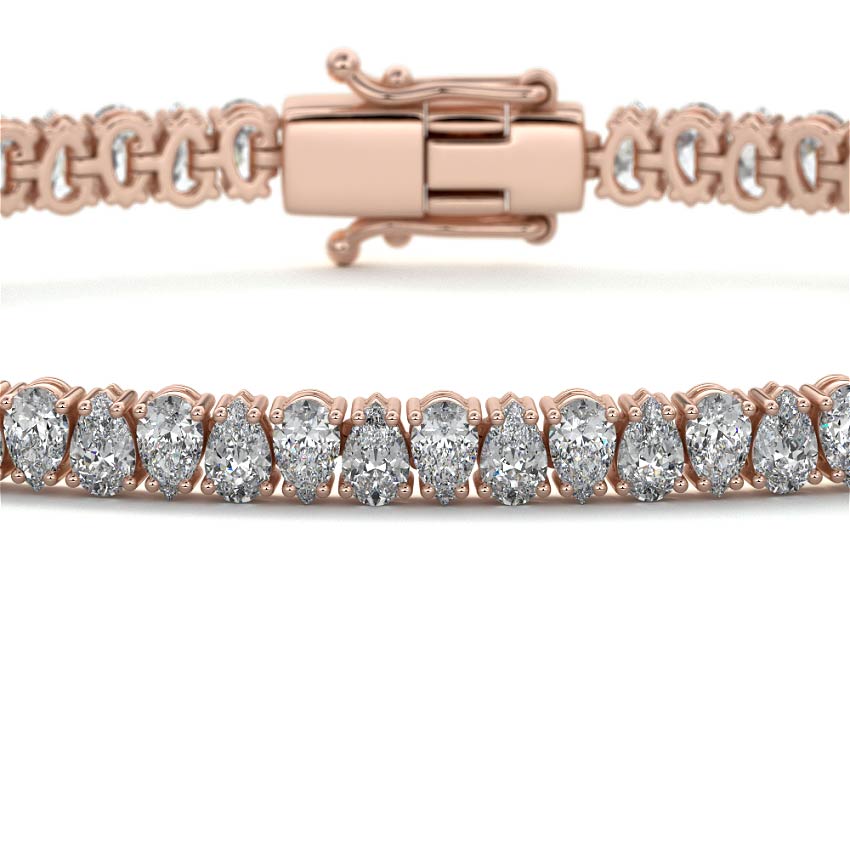 Rose gold Pear Shape Diamond Four-Prong Tennis Bracelet