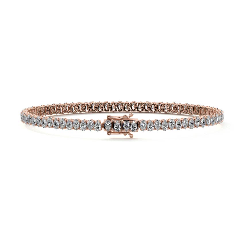 Rose gold Pear Shape Diamond Four-Prong Tennis Bracelet