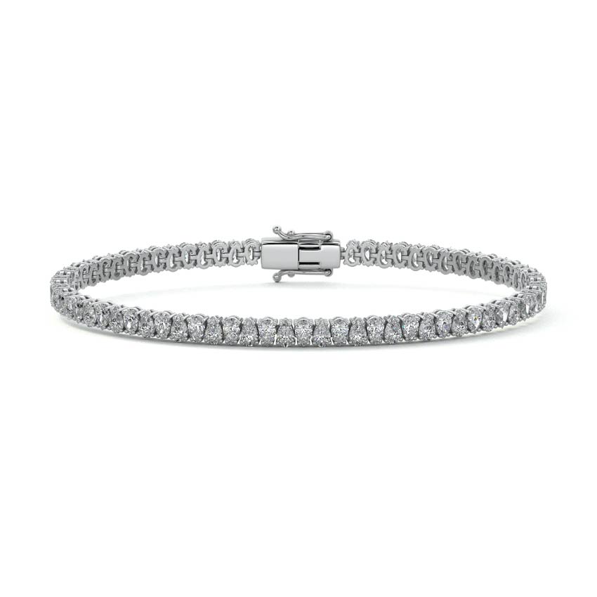 Silver Pear Shape Diamond Four-Prong Tennis Bracelet