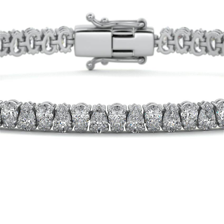 Silver Pear Shape Diamond Four-Prong Tennis Bracelet