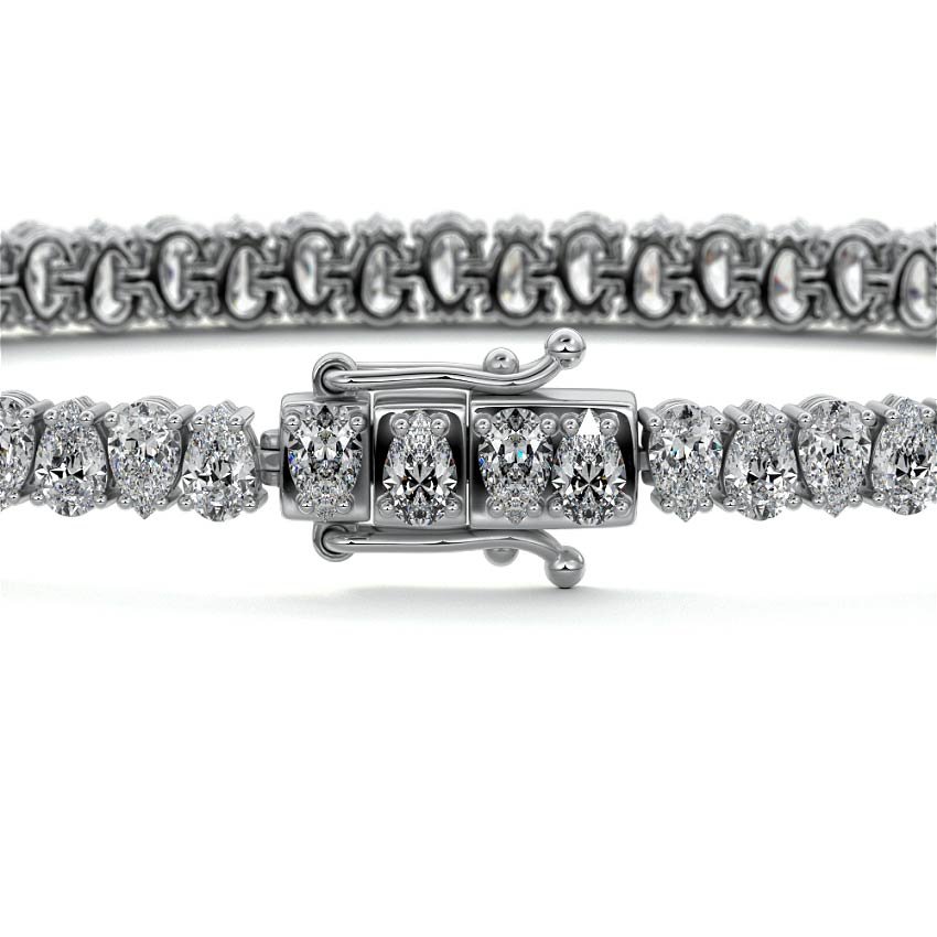 Silver Pear Shape Diamond Four-Prong Tennis Bracelet